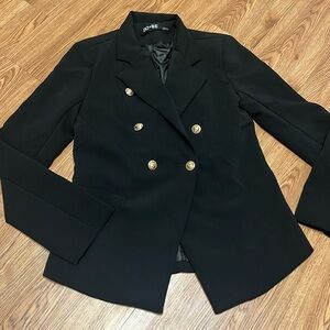 DO + BE Women's Double Breasted Blazer Gold Colored Buttons Size Medium